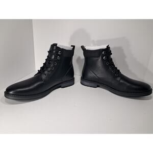 Club Room Westin Lace-Up Boots Men's 10.5M Black Pull Tab Block Heel Round Toe